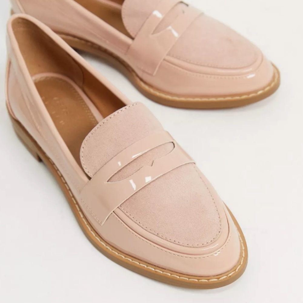 ASOS Mail Loafer Flat in Beige Patent 🆕